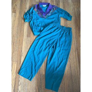 Deadstock Vintage 80s Teal + Purple Pant Set by Season Ticket
